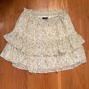 Aqua Floral Mini Skirt. Size L.